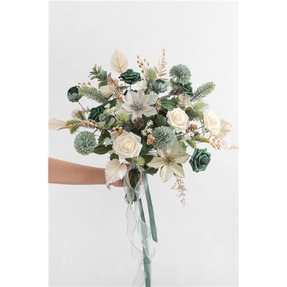 Christmas Artificial Flowers Greenery Combo Box Set Silk Flowers Fake Rose - Picture 2 of 7